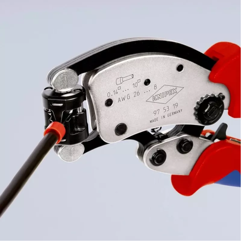 KNIPEX Twistor T alicate de crimpar autoajustable, alicate de crimpar para terminales