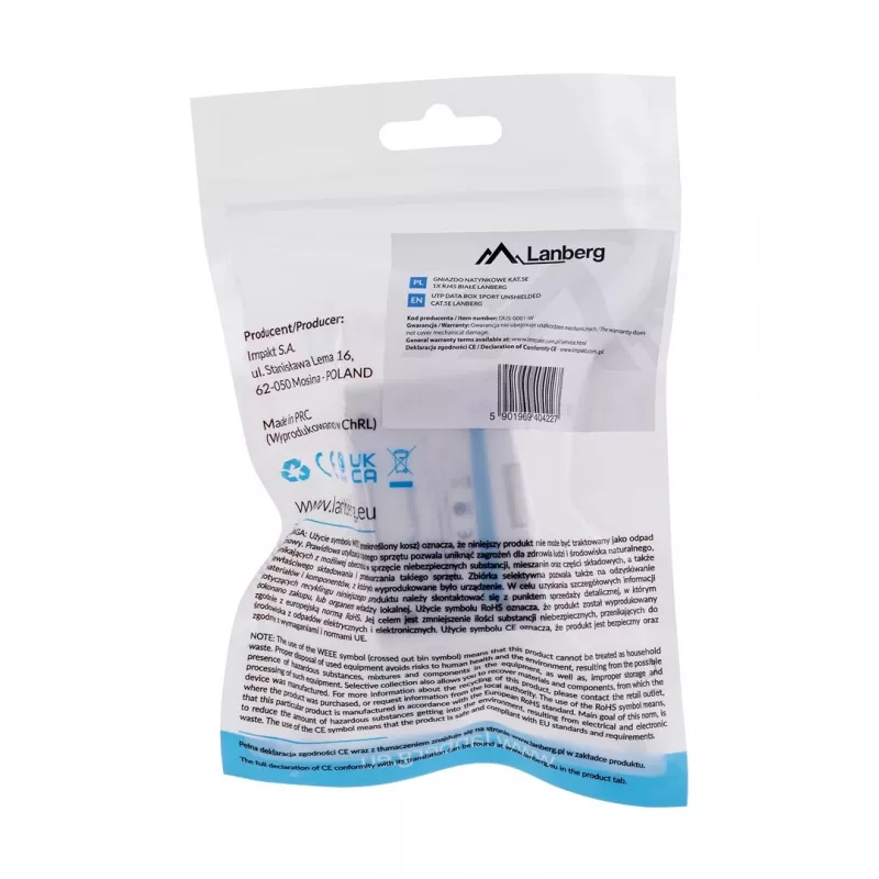 Toma de conexión Lanberg OU5-0001-W RJ-45 blanca