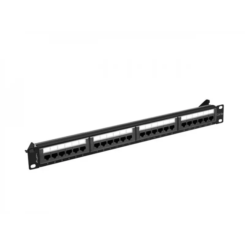Patch panel 1U LANBERG PPUA-1024-B, 24 puertos, Cat6a, U/UTP, rack 1U, profundidad 102 mm, metal, negro