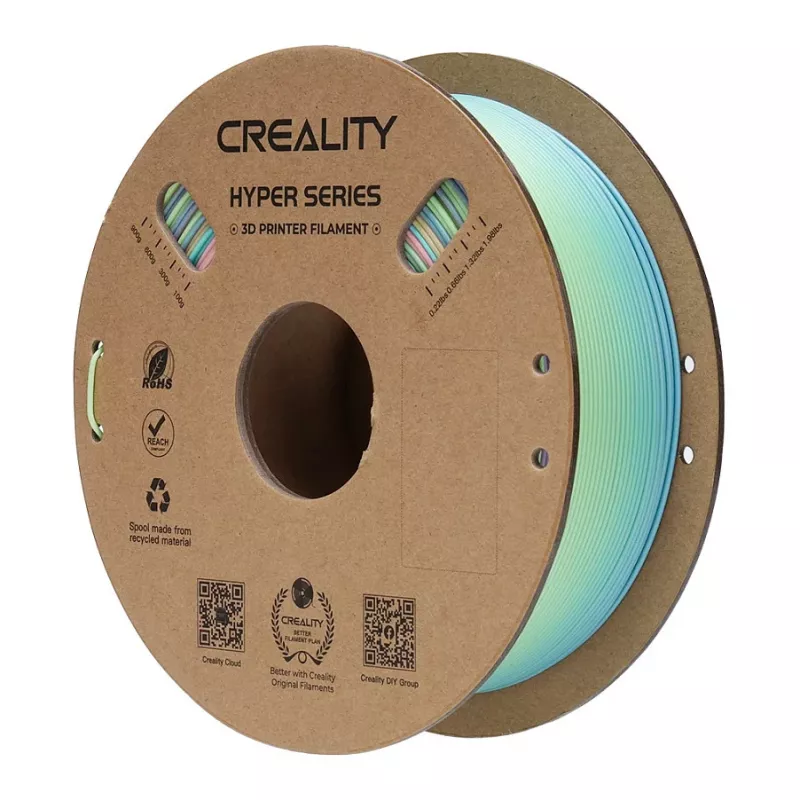Filamento para impresión 3D Creality PLA 1,75 mm, 1 kg – azul/verde/rosa (Creality 3301010424)