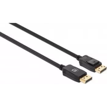 Manhattan Cable DisplayPort 1.4, 8K@60Hz, 2 m, cable trenzado, conector macho a conector macho, con bloqueo, totalmente apantallado, negro, garantía de por vida, corresponde a DP14MM2M