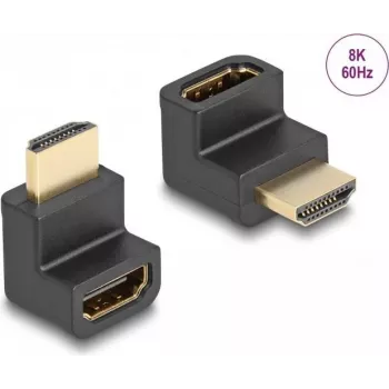 Adaptador HDMI High Speed DeLOCK conector macho a conector hembra en ángulo 8K 60 Hz negro