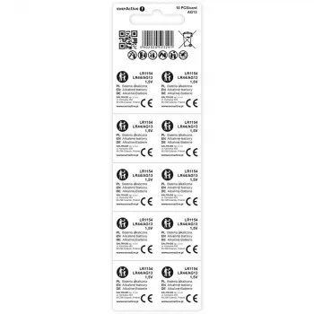 Pila de botón alcalina everActive AG13 (LR44) — pack de 10 uds.