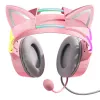 Auriculares Onikuma X15Pro gaming rosa con orejas de gato