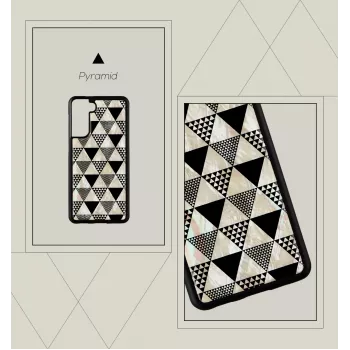 Funda protectora iKins para Samsung Galaxy S21+ — patrón pirámides, negra