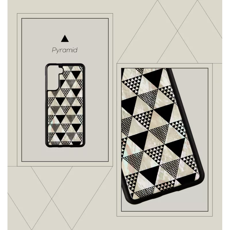 Funda protectora iKins para Samsung Galaxy S21+ — patrón pirámides, negra