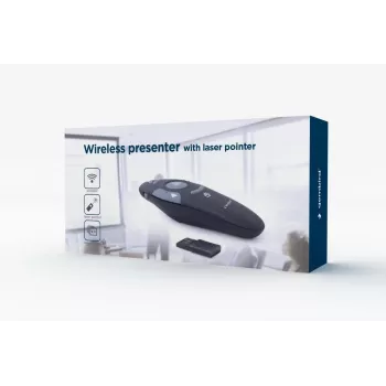 Presentador inalámbrico IR GEMBIRD WP-L-11, 4 botones, receptor USB RF de 2,4 GHz, Negro, pila AAA