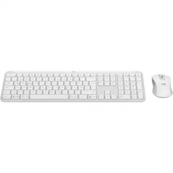 Teclado y ratón Logitech MK950 Signature Slim con Office RF Wireless + Bluetooth QWERTZ alemán grafito blanco