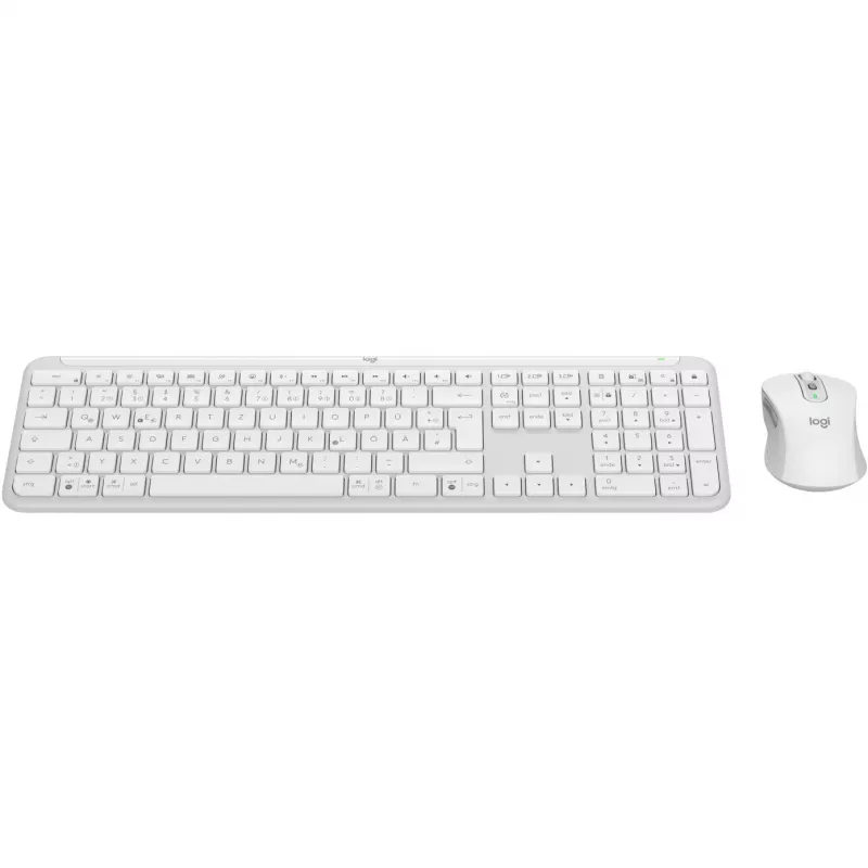 Teclado y ratón Logitech MK950 Signature Slim con Office RF Wireless + Bluetooth QWERTZ alemán grafito blanco