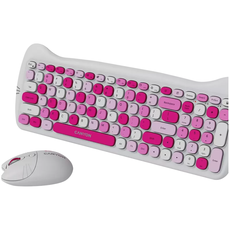Conjunto de teclado y ratón inalámbricos CANYON HSET-W6 Pink Kitty Edition