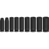 Set de vasos de impacto PRO 3/8, 9 piezas negro, largos