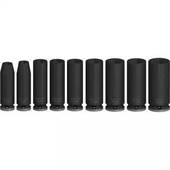 Set de vasos de impacto PRO 3/8, 9 piezas negro, largos
