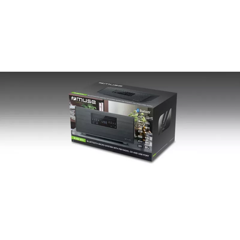 Muse | Microcadena Bluetooth | M-692 BTC | Sí | 2 x 30 W | Bluetooth | Negro | Funciones NFC | Conexión inalámbrica