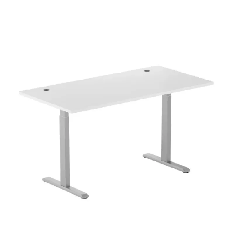 Mesa regulable en altura Up Up Bjorn Gray, tablero L Blanco
