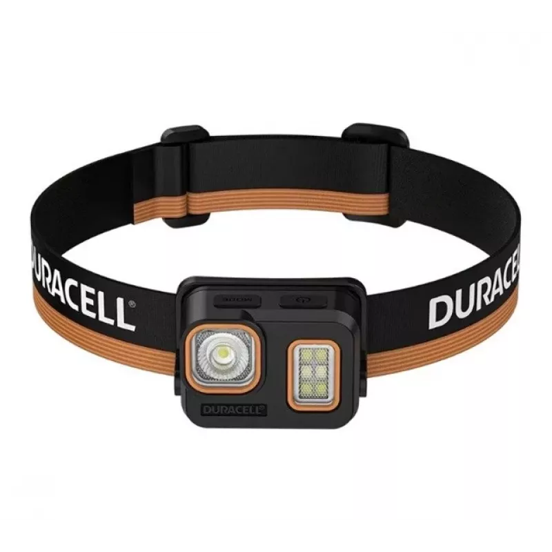 Linterna frontal Duracell DH500R negra, naranja