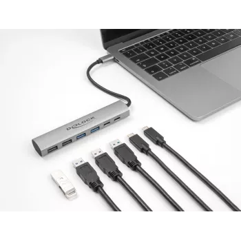 Dock para portátil DeLOCK 64232 con cable USB 3.2 Gen 1 Type-A Type-C gris