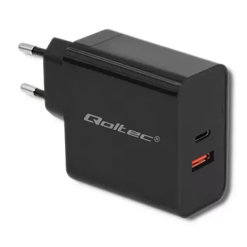 Fuente de alimentación QOLTEC 51716 — AC 220–240V a 20V 3A (63W), negra, cargador universal de interior