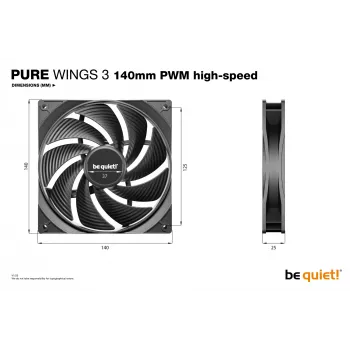 be quiet Pure Wings 3 140mm PWM Ventilador de carcasa de alta velocidad para ordenador 14 cm Negro 1 ud.