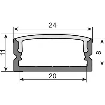 Perfil en U para tiras LED EUROLITE 51210970, 20 mm, negro, 2 m