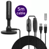 Antena de TV QOLTEC DVB-T2 28 dBi con amplificador de señal, recepción interior/exterior