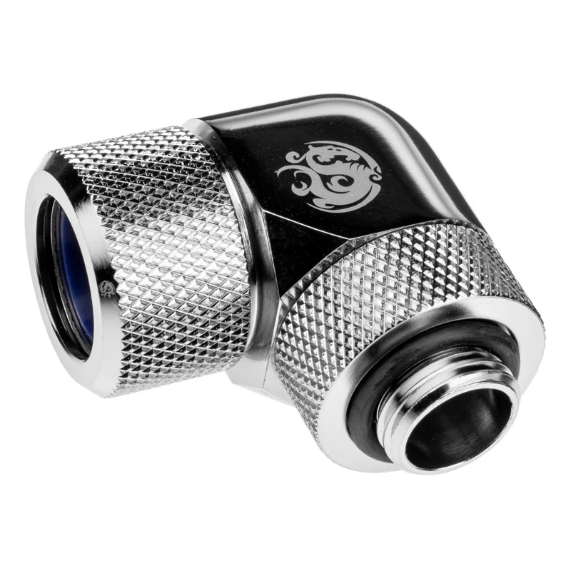 Tubería para refrigeración líquida de PC BitsPower BP-E90RMLA14 — latón, 14 mm de diámetro, plata