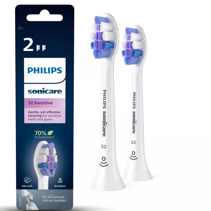 Cabezales de cepillo de dientes sónico intercambiables ultrafinos Philips S2 Sensitive HX6052/10