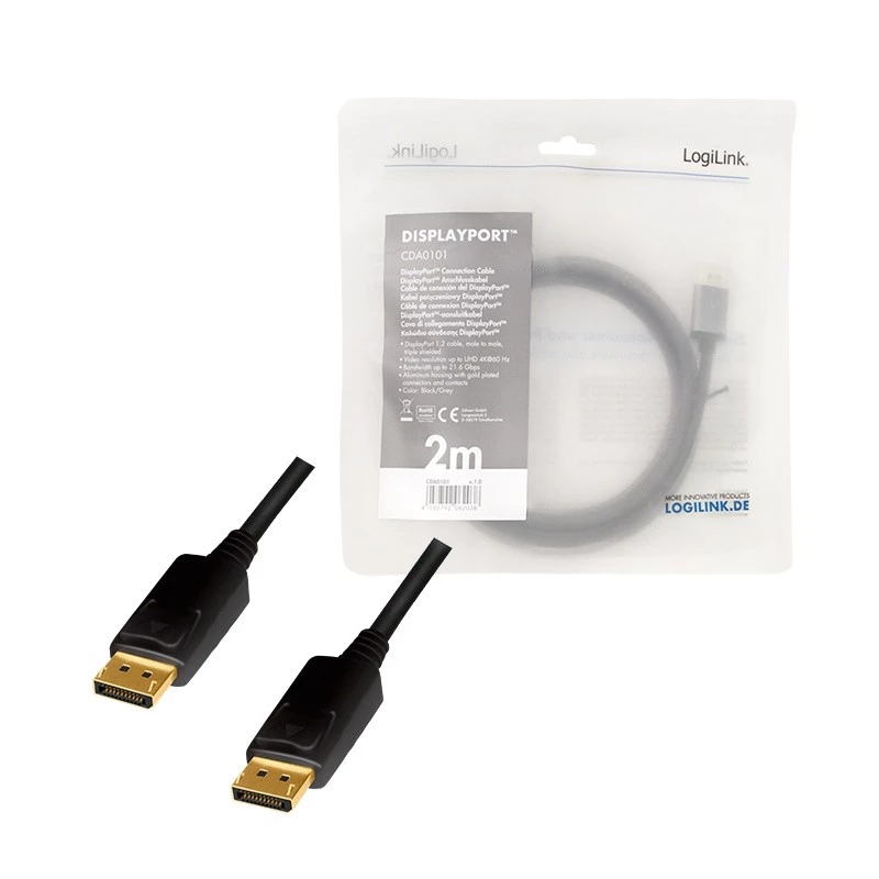Cable DisplayPort LogiLink CDA0101 2 m negro gris