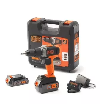 BLACK & DECKER | Taladro atornillador a batería con batería de 2,0 Ah / 4,0 Ah | BCD003MEM2K-QW | 18 V | 2,0/4,0 Ah | litio