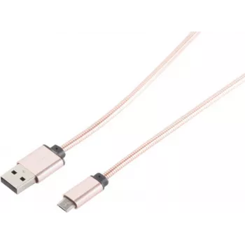 Cable USB S/CONN 14-11002 1 m USB A a Micro-USB B oro rosa