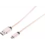 Cable USB S/CONN 14-11002 1 m USB A a Micro-USB B oro rosa