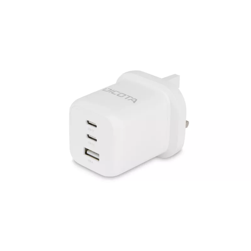 Fuente de alimentación Dicota - compacta, GaN - 65 vatios - 5 A - PD 3.0 - 3 puertos de salida (2 x USB-C, USB)