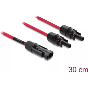 Cable divisor solar DELOCK 1 conector macho a 2 conectores hembra 30 cm rojo (modelo 90707)