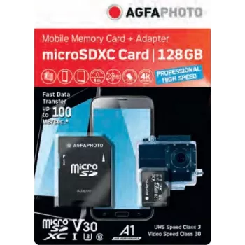 Tarjeta de memoria MicroSDXC AgfaPhoto 128 GB UHS-I Clase 10 U1 V10