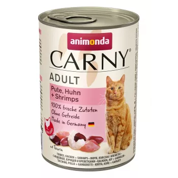 ANIMONDA Carny Adult Pavo, Pollo y Gambas - Comida húmeda para gatos - 400 g