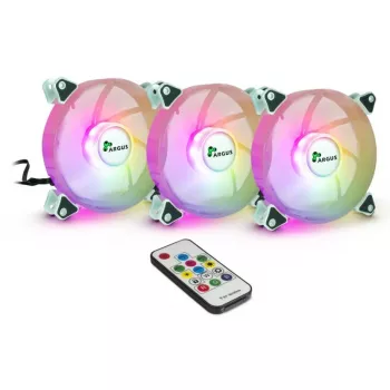 Set de ventiladores RGB INTER-TECH Argus RS-06 120 mm pack de 3 blanco ARGB con controlador