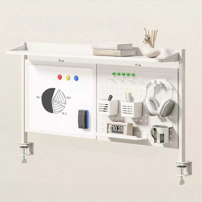 Separador de escritorio ergo office ER-301 W – panel de acero de 1116 mm de ancho con pizarra magnética, blanco, carga máx. 10 kg