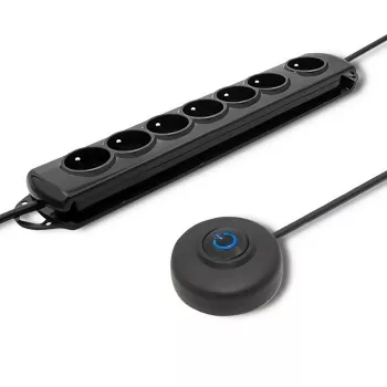 Protector contra sobretensiones Qoltec 50171 Negro 7 tomas AC 230V 1,5m