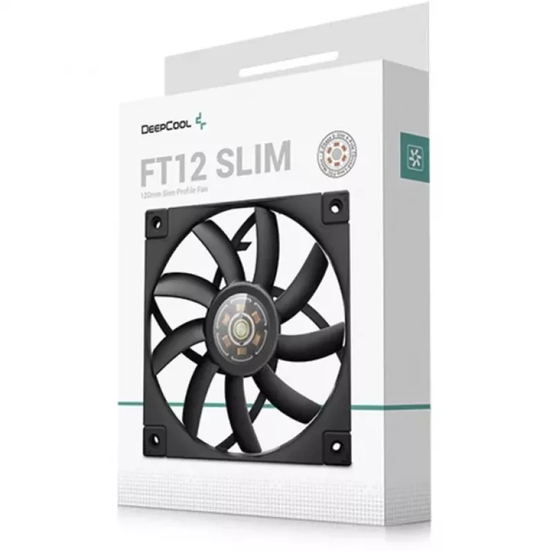 Ventilador de caja PWM slim de 120 mm DeepCool FT12 slim – negro, diseño de perfil bajo, control PWM