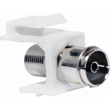 Acoplador en línea Keystone Logilink - adaptador inversor RF - conexión IEC (H) a conector F (M) - blanco - conector hembra Keystone (NK0020)