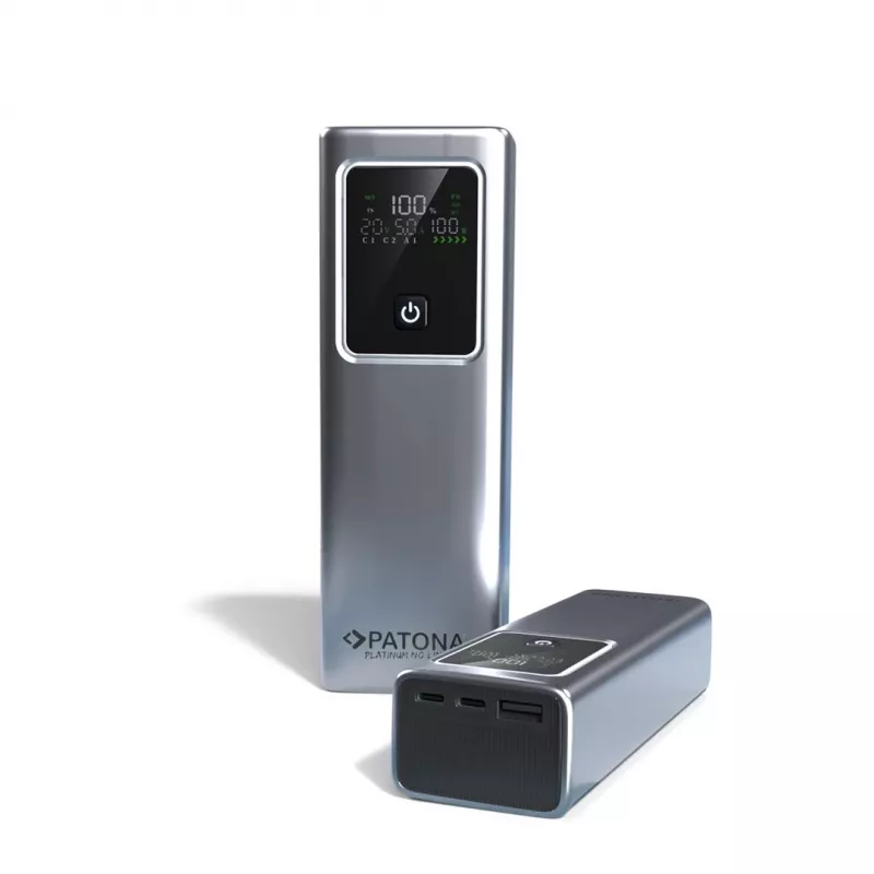 Batería externa PATONA Platinum Powerbank Luxury One PD100 | 20000mAh | PD 100W | USB-C + USB-A plata, negro