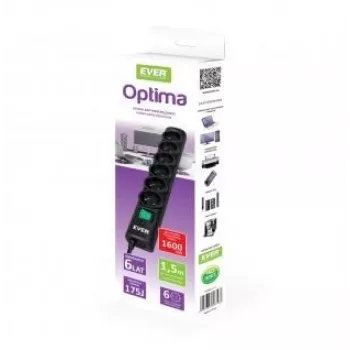 Ever OPTIMA protección contra sobretensiones 1,5 m (6 x UTE; 10 A; negro) (T/LZ08-OPT015/0000)