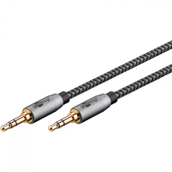 Cable de conexión de audio Plus AUX 3,5 mm estéreo (negro/plata, 2 metros)