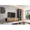Vitrina Cama Meble VIGO 180 de pared con puertas de cristal 1800×400×300 mm negro/roble wotan