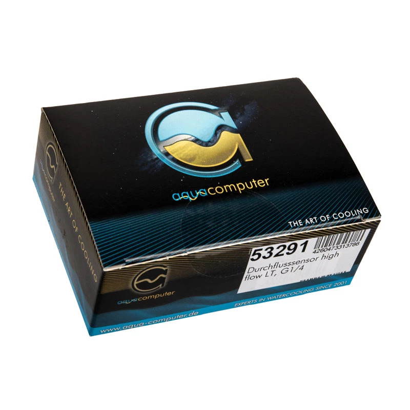 Aqua-Computer sensor de caudal high flow LT G1/4 — negro, conexión G1/4, 51×42×30 mm