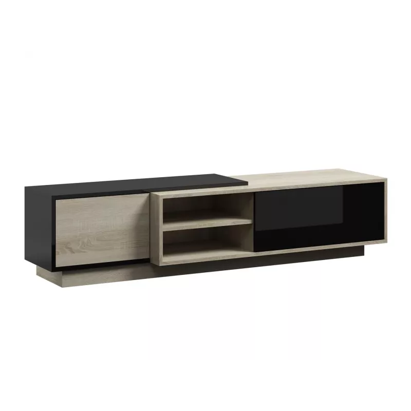 Mueble de TV Cama SIGMA1 180 roble Sonoma/negro brillante