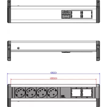 Regleta de enchufes Bachmann DESK 902.032 — 4 tomas CEE, distribución de corriente de sobremesa