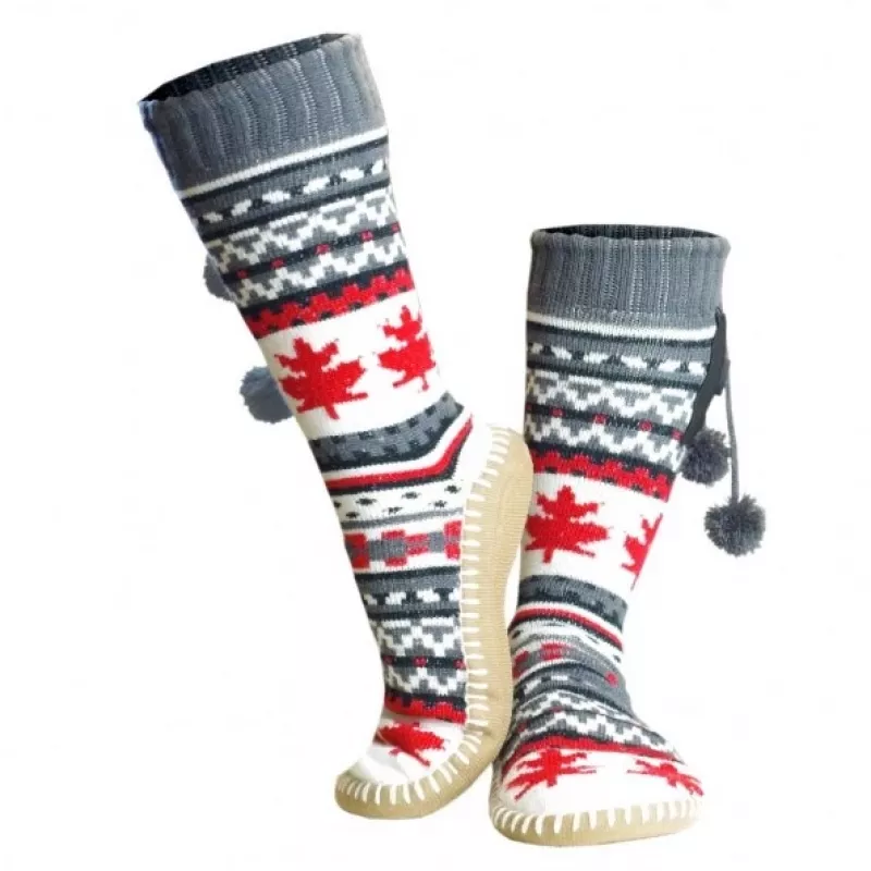 Glovii GOBM Zapatillas de casa botín mujer gris, rojo, blanco