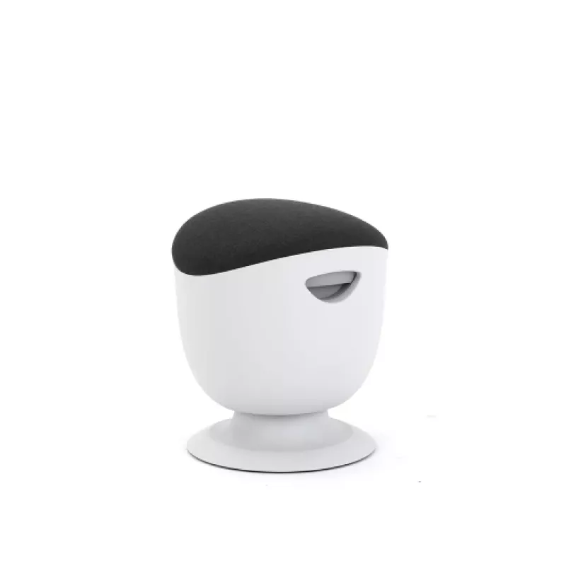 Silla ergonómica de equilibrio up up Seul D48 — asiento de tejido negro, estructura blanca, altura regulable