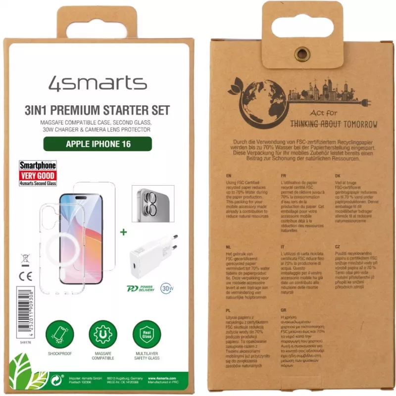 4smarts Set de inicio Premium 3en1 Kit de inicio para móvil Transparente Blanco
