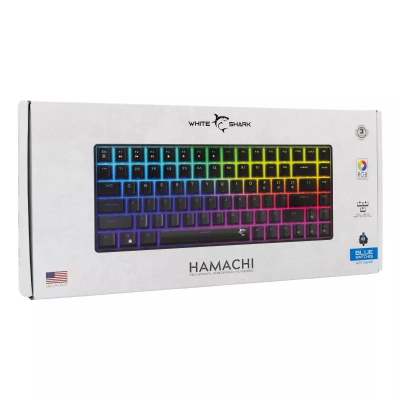 Teclado mecánico White Shark GK-005121 con iluminación RGB y switches azules